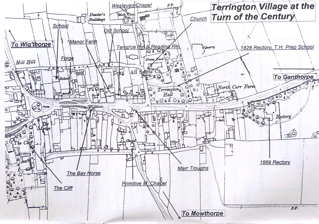 Map of Terrington village around 1900